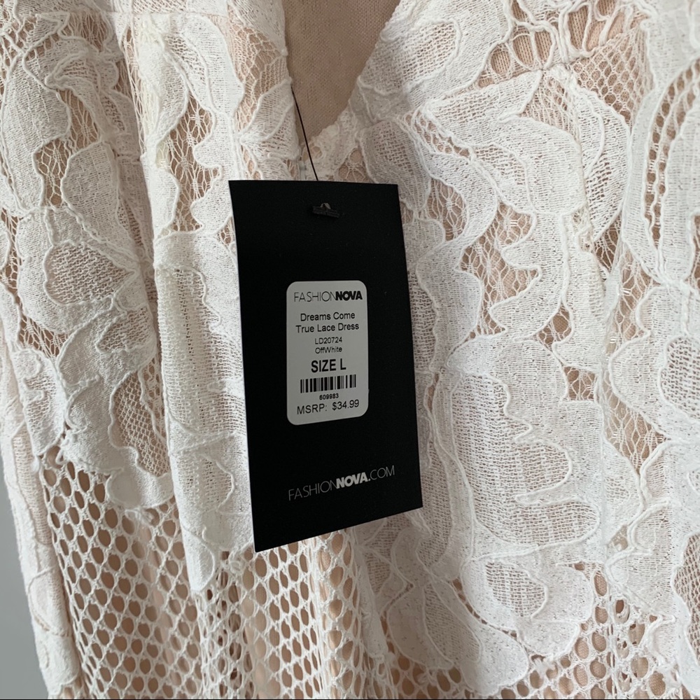 Fashion Nova Off White Lace Dress NWT - Picture 6 of 6